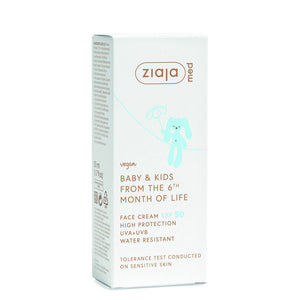 Crema de protectie solara pentru copii, zona fetei, de la 6 luni, SPF 50, 50 ml, Ziaja Med