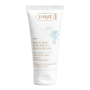 Crema de protectie solara pentru copii, zona fetei, de la 6 luni, SPF 50, 50 ml, Ziaja Med