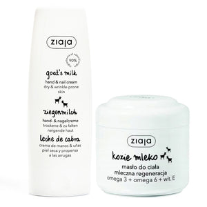 Pachet Unt de corp intens hidratant cu lapte de capra, 200 ml, Ziaja + Crema pentru maini cu lapte de capra, 80 ml, Ziaja