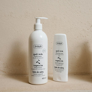 Set Lotiune de corp cu lapte de capra 400ml + Crema de maini cu lapte de capra 80ml, Ziaja
