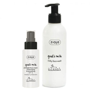 Pachet Crema de fata ultra light cu lapte de capra si SPF 15, 50 ml, Ziaja + Lapte pentru spalare si curatare fata, 200 ml, Ziaja